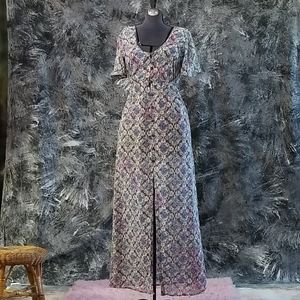 Short sleeved floral print sheet midi dress